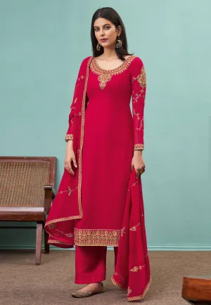 Deep Pink Embroidered Pakistani Pant Suit