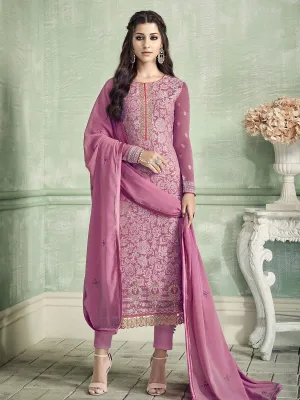 Deep Pink Ethnic Embroidered Designer Pakistani Pant Suit