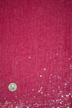 Deep Pink Sequins & Beads on Silk Chiffon JEC-132-32 Fabric