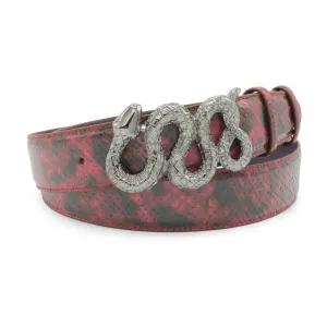 Deep Pink Viper Effect Swirling Snake Belt