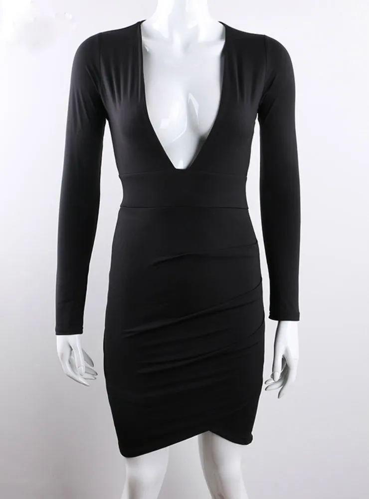 Deep V Neck Backless Sheath Bodycon Party Dresses