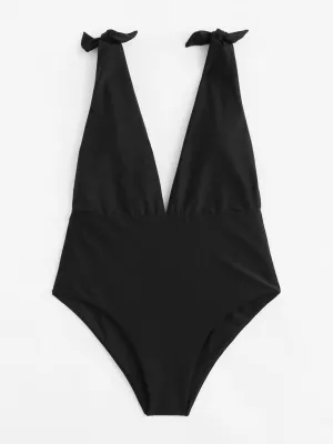 Deep V Plunge Neck Swimsuit