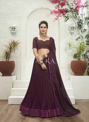 Deep Wine Embroidered Bollywood Lehenga Choli