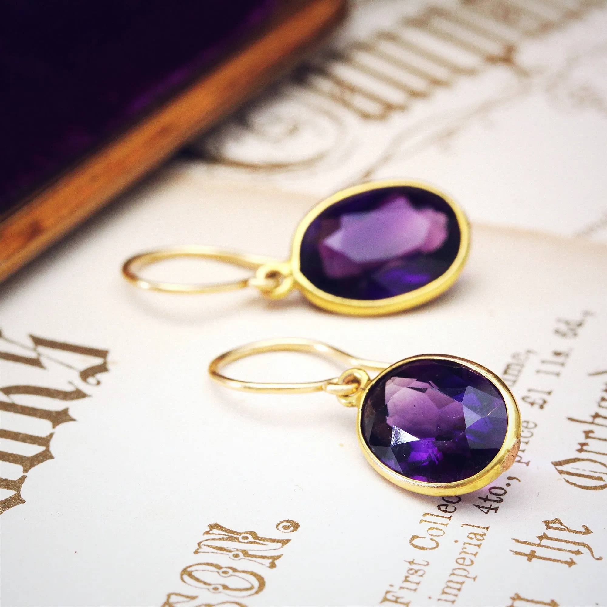 Deepest Purple Faceted Amethyst Drop Earrings