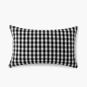 DEEVINE CRAFT Black and white Chcekered Fiber Filled Pillow Count 01, 16x24 Inch, Antique White, 1 Piece