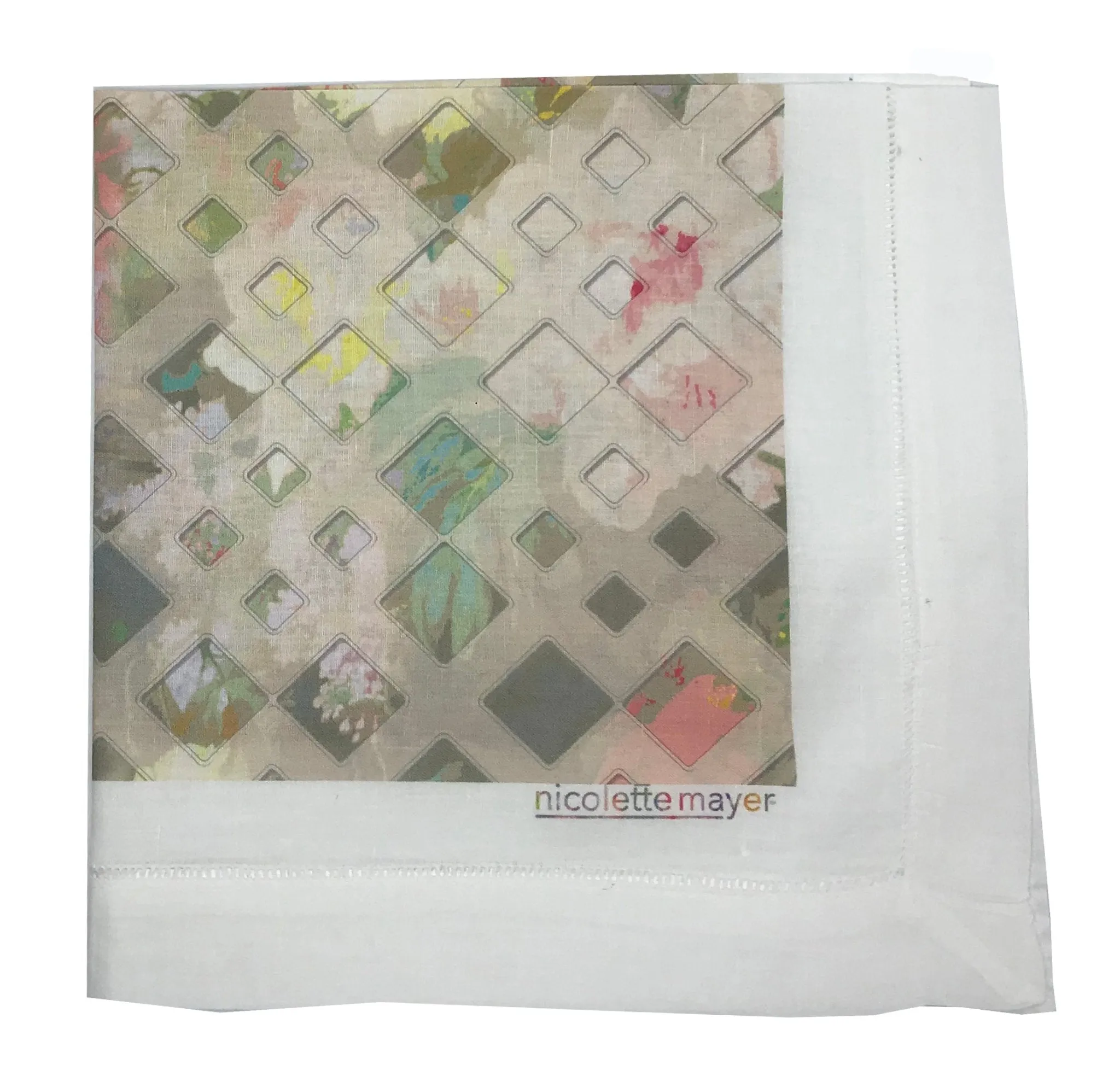 DEFOSSE TRELLIS AZALEA 22"X22" HEMSTITCH DINNER NAPKIN, SET OF 4