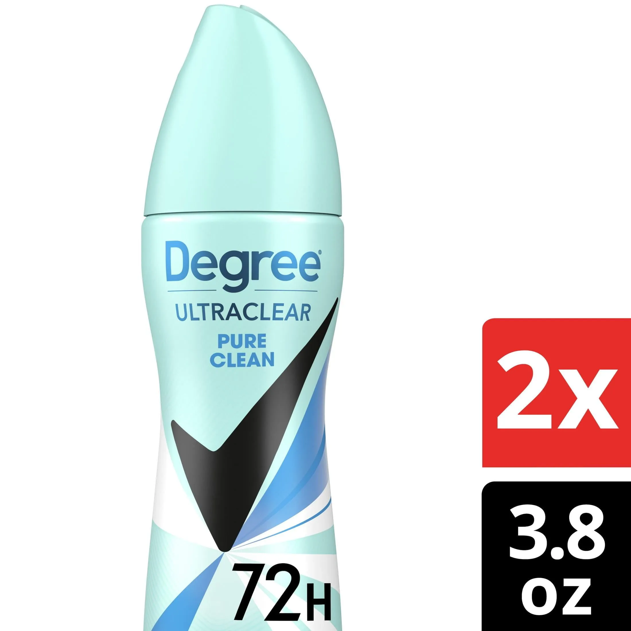 Degree Ultra Clear Long Lasting Antiperspirant Deodorant Dry Spray Twin Pack, Pure Clean, 3.8 oz