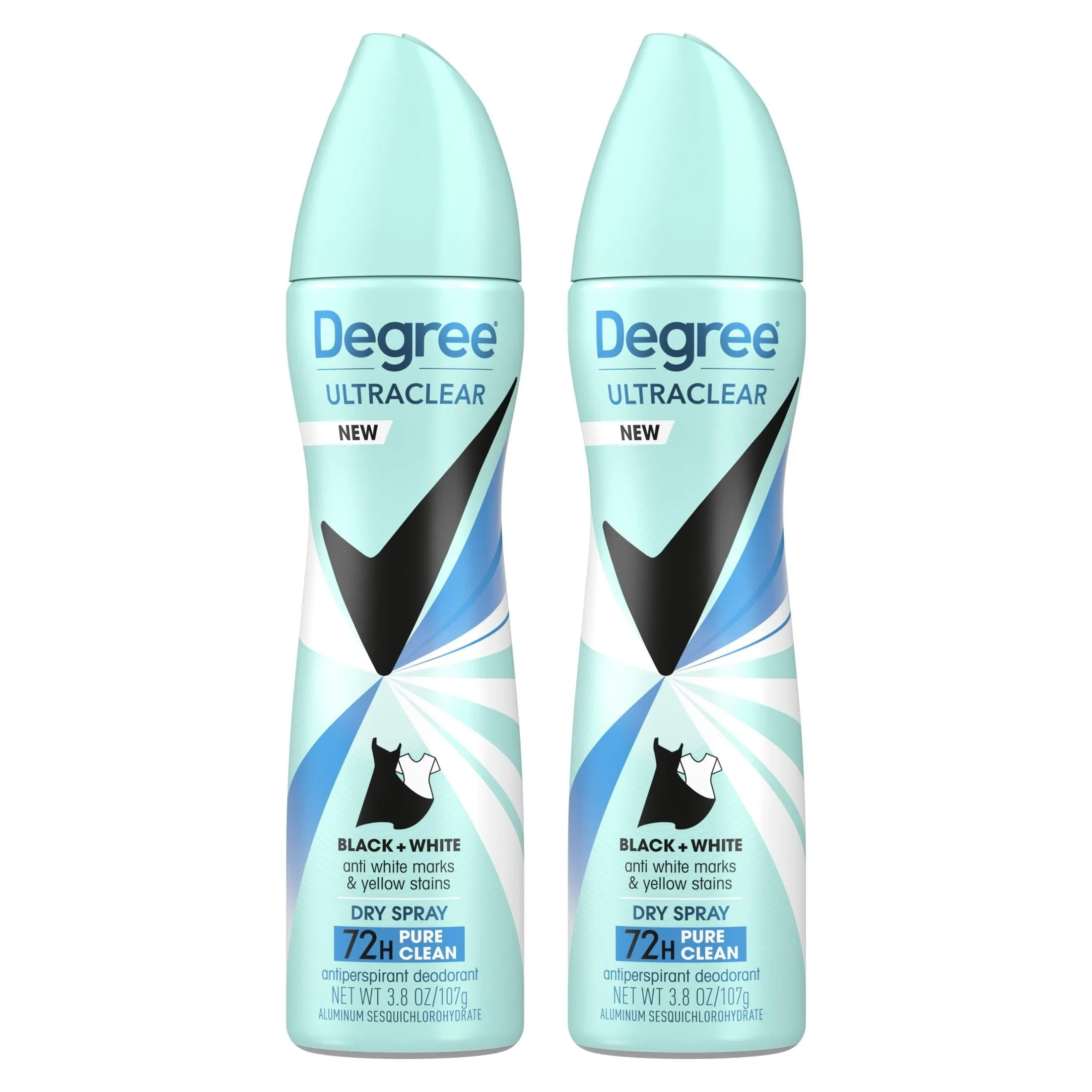 Degree Ultra Clear Long Lasting Antiperspirant Deodorant Dry Spray Twin Pack, Pure Clean, 3.8 oz