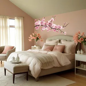 Delicate Cherry Blossom Branch Wall Decal - Serene Nursery Vinyl Sticker