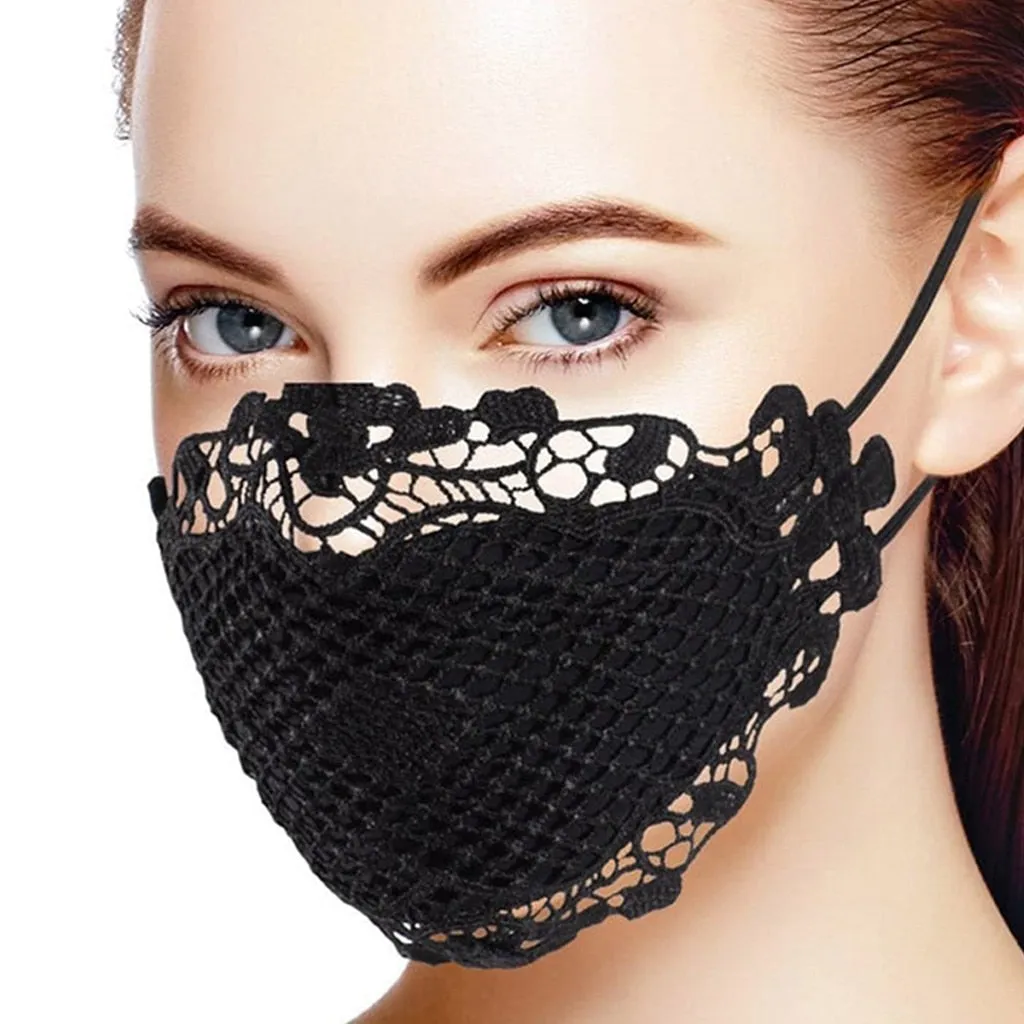 Delicate Crocheted Embroidered Fine Lace Face Mask