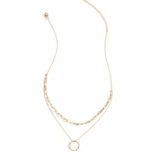 Delicate Double Appeal Ring Necklace-Gold