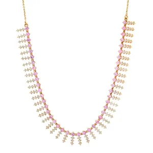 Delicate Pink Sapphire & Diamond Dangle Necklace