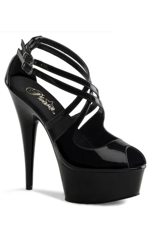 DELIGHT-612 Black Patent Platform Heels