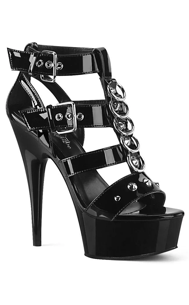 DELIGHT-658 Black Patent Platform Heels