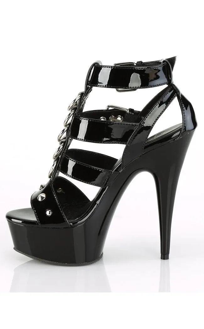 DELIGHT-658 Black Patent Platform Heels