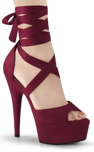 DELIGHT-679 Burgundy Suede Platform Heels