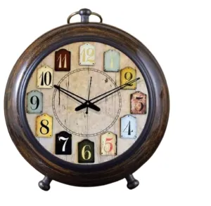 Delight Enterprises Table Clock Antique Wooden 5.25 inch dial 4 inch Colour Brown