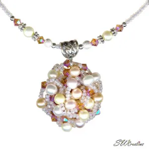 Delightful Peaches and Pearls Bead Art Necklace