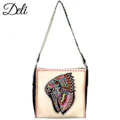 Delila 100% Genuine Leather Hand Embroidered Collection Mini Tote