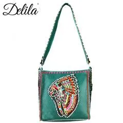 Delila 100% Genuine Leather Hand Embroidered Collection Mini Tote