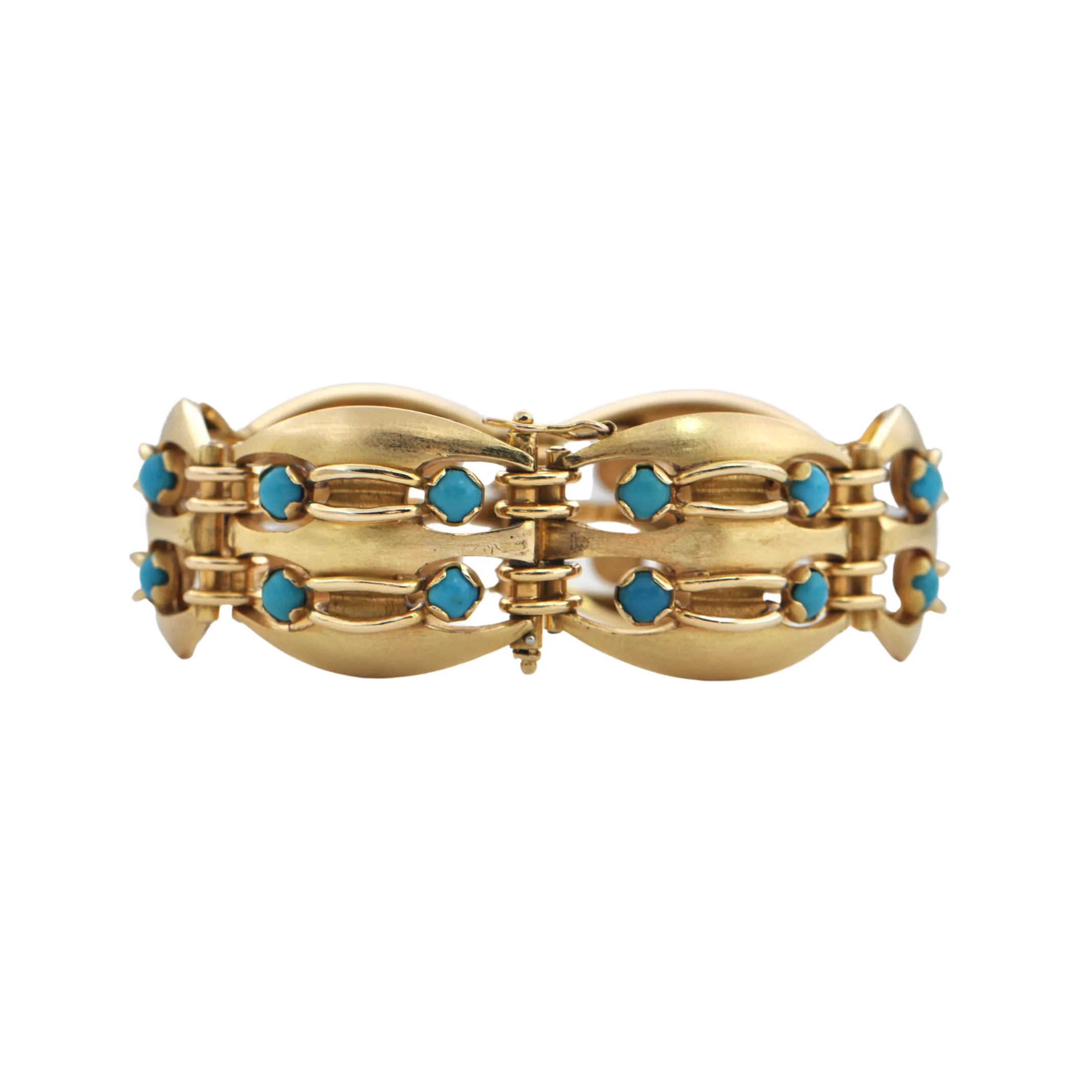 DELRUE Retro Turquoise and 18k Gold Link