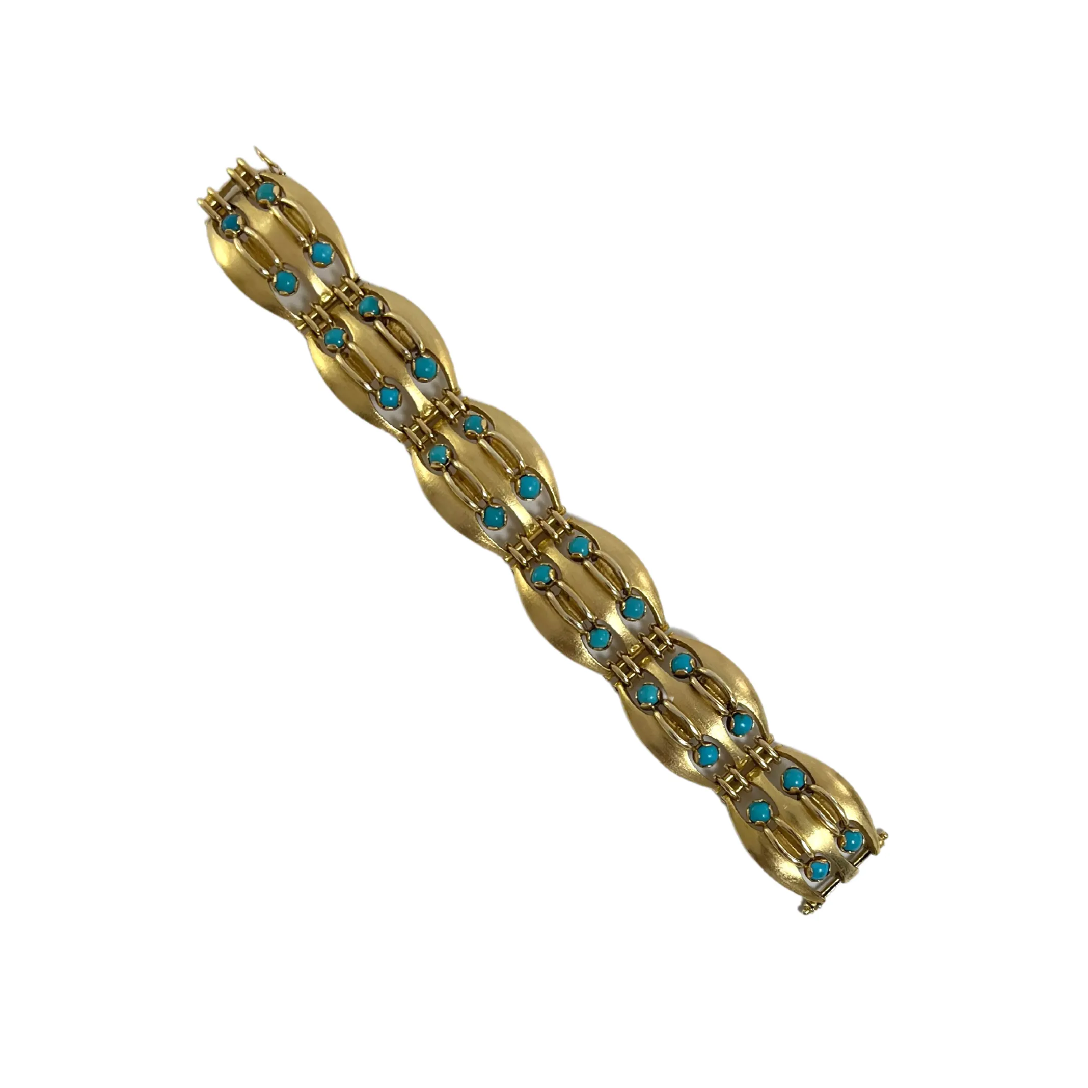 DELRUE Retro Turquoise and 18k Gold Link