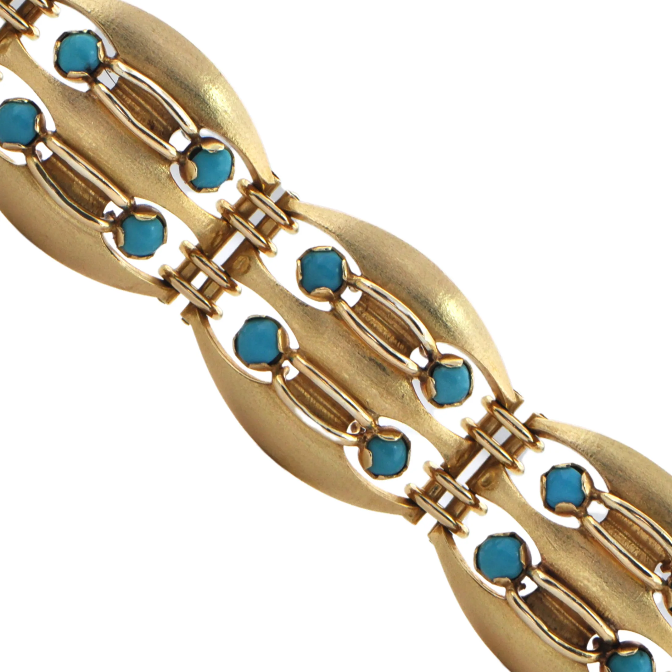 DELRUE Retro Turquoise and 18k Gold Link