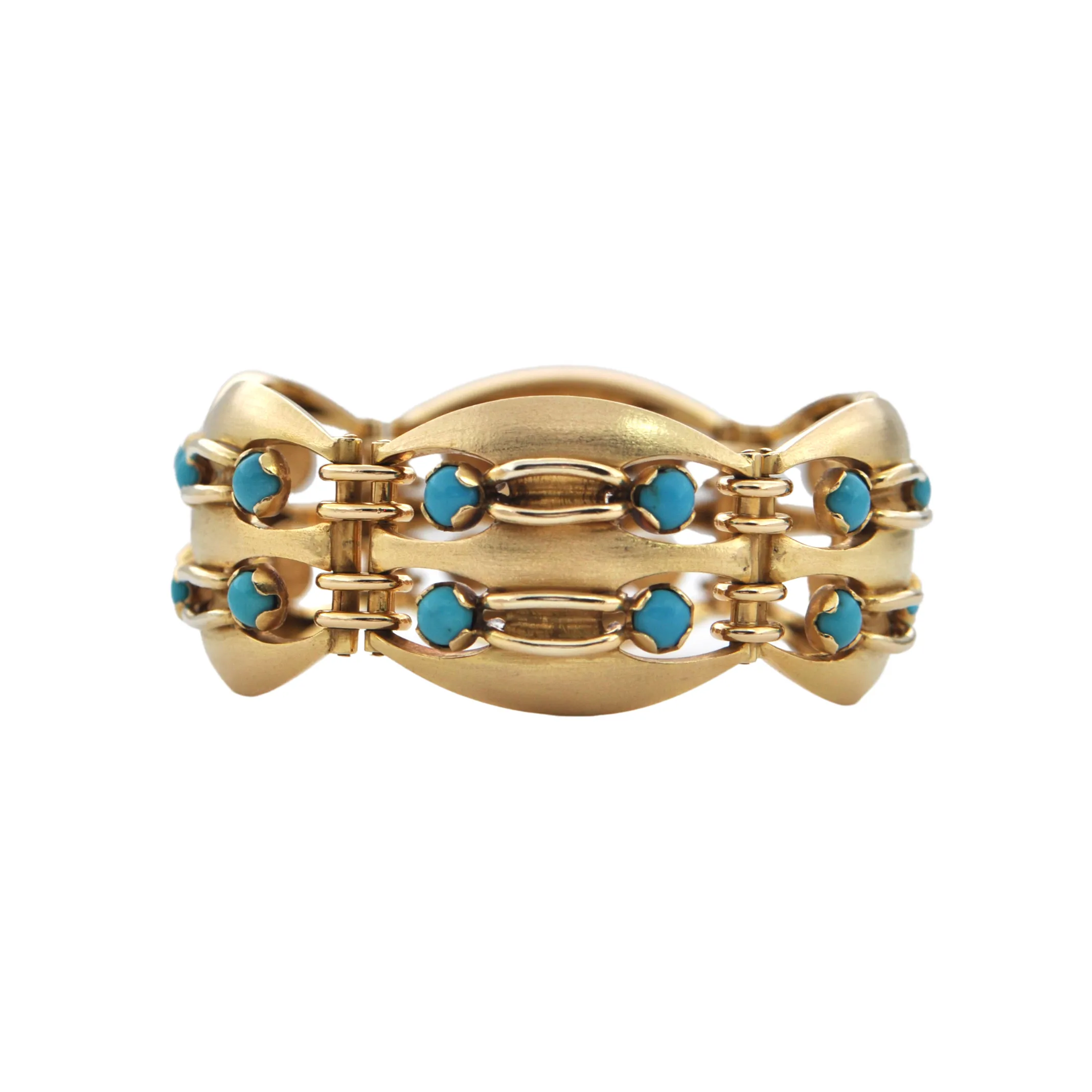 DELRUE Retro Turquoise and 18k Gold Link