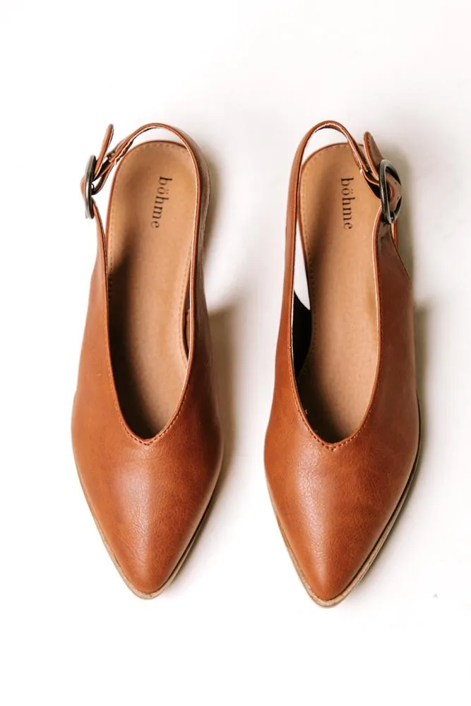 Delta Pointed Flats in Camel - FINAL SALE