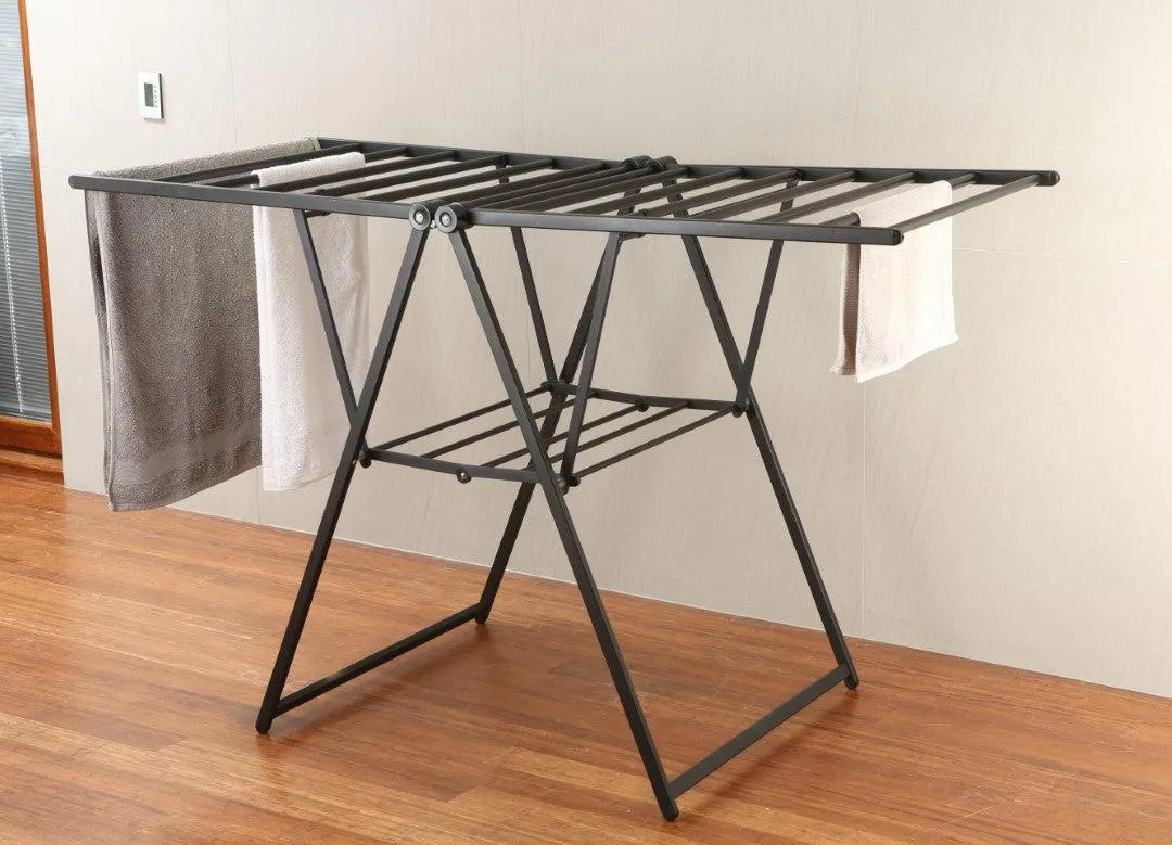 Deluxe Aluminium A-Frame Clothes Airer Matte Black