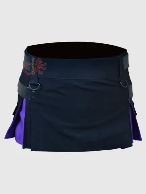 Deluxe Black and Blue Hybrid Kilt for Girls