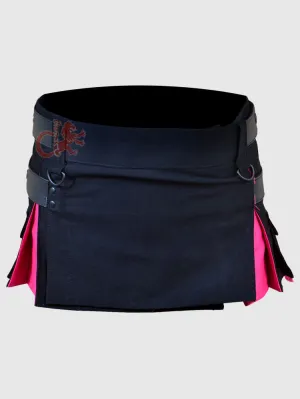 Deluxe Black and Pink Hybrid Kilt for Girls