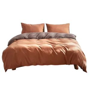 Deluxe Quilt Cover Set Cotton Duvet King Orange Brown