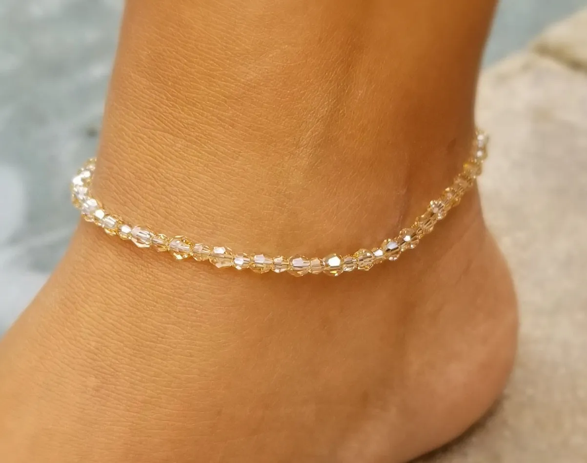 Deluxe Rounds - Swarovski Crystals Golden Shadows Anklet