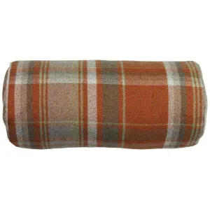 Deluxe Tartan Burnt Orange   Grey Bolster Pillow 45cm x 20cm