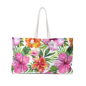 Deluxe Tropics Tote & Beach Bag with Vibrant Hibiscus Design (24" × 13" x 5.5")