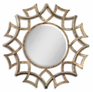 Demarco Round Antique Gold Mirror