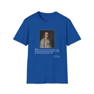 Democracy is Two Wolves and a Lamb-Benjamin Franklin, Men's Lightweight Fashion Tee