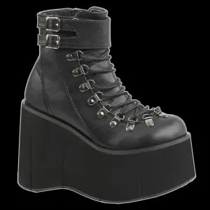 Demonia - Black 2 Buckle Kera Lace Up