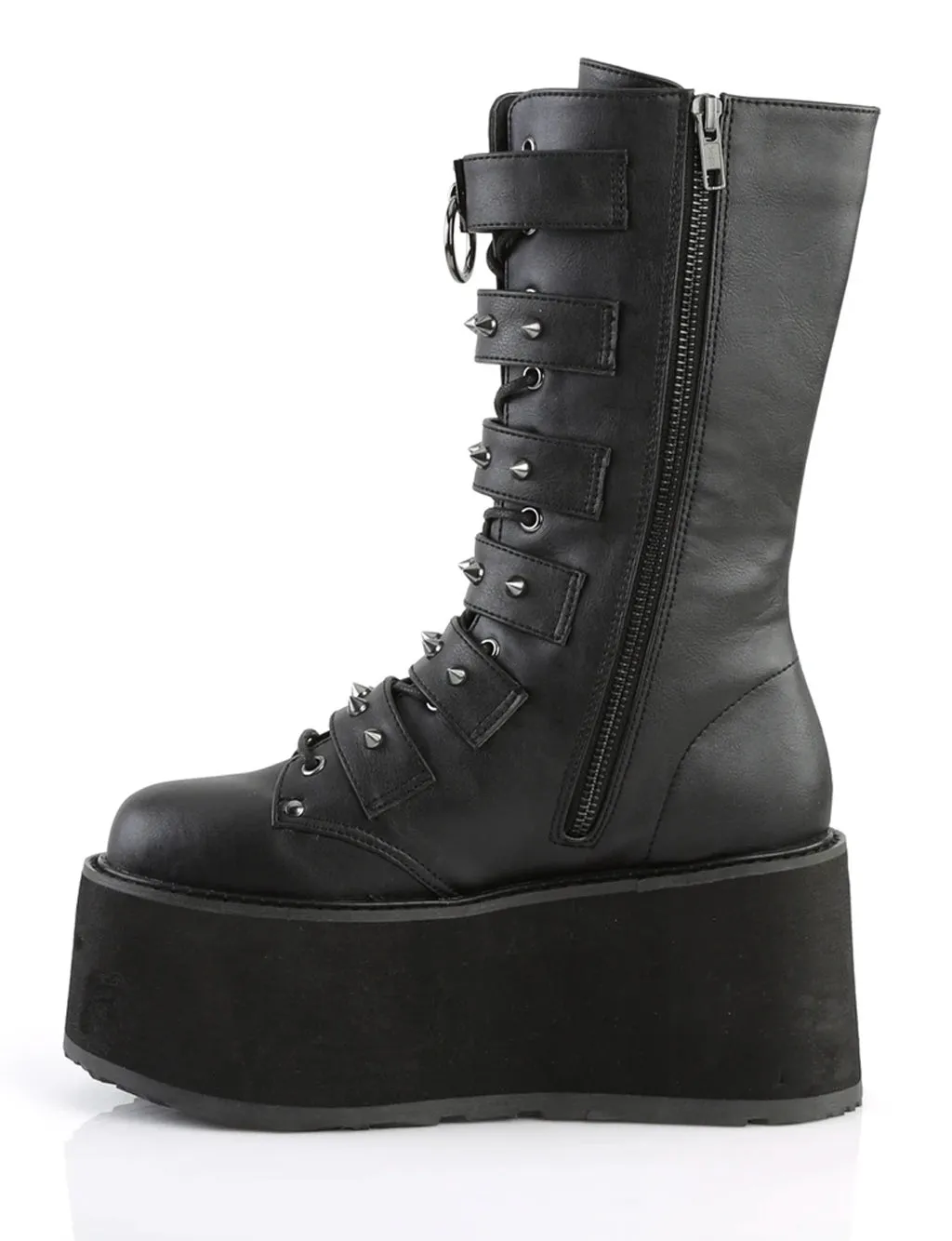 DEMONIA DAMNED 225 BOOTS - BLACK VEGAN LEATHER