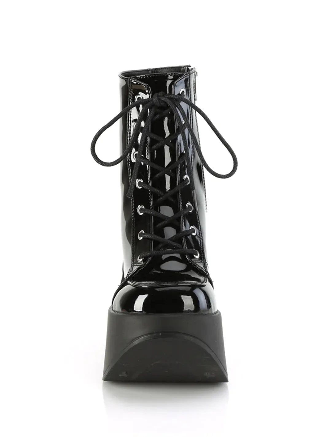 DEMONIA DYNAMITE-106 - BLACK STRETCH PATENT VEGAN LEATHER ✰ PRE ORDER ✰