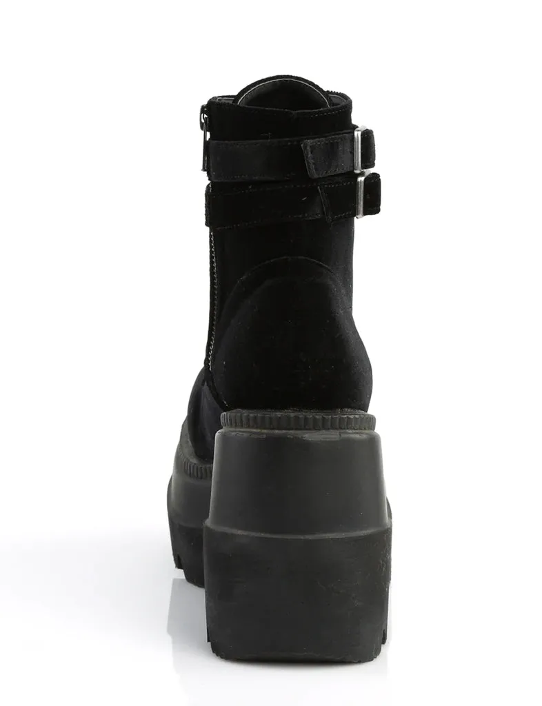 DEMONIA SHAKER-52 PLATFORM BOOTS - BLACK VELVET ✰ PRE ORDER ✰