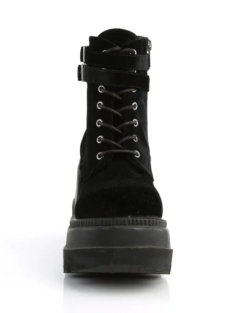 DEMONIA SHAKER-52 PLATFORM BOOTS - BLACK VELVET ✰ PRE ORDER ✰