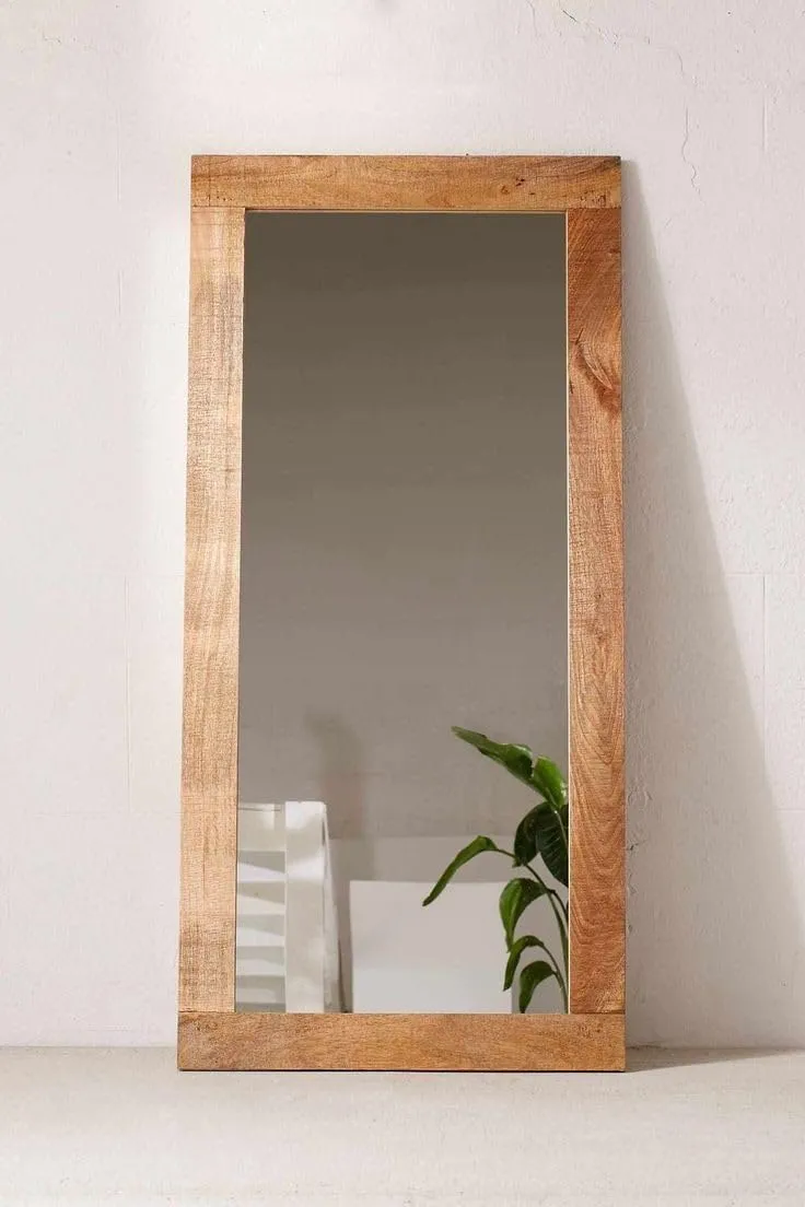 DENCOITRY Wooden Full Length Handmade Mirror Frame for Bedroom || Home Decor || Living Room || Vertical or Horizontal Hanging || Natural Finish || without Mirror || 60 X 24 inches ||