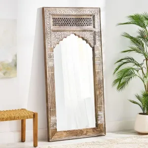 DENCOITRY Wooden Jharokha Full Length with Intricate Carvings || Antique Finish || Without Mirror || 60 X 24 inches ||