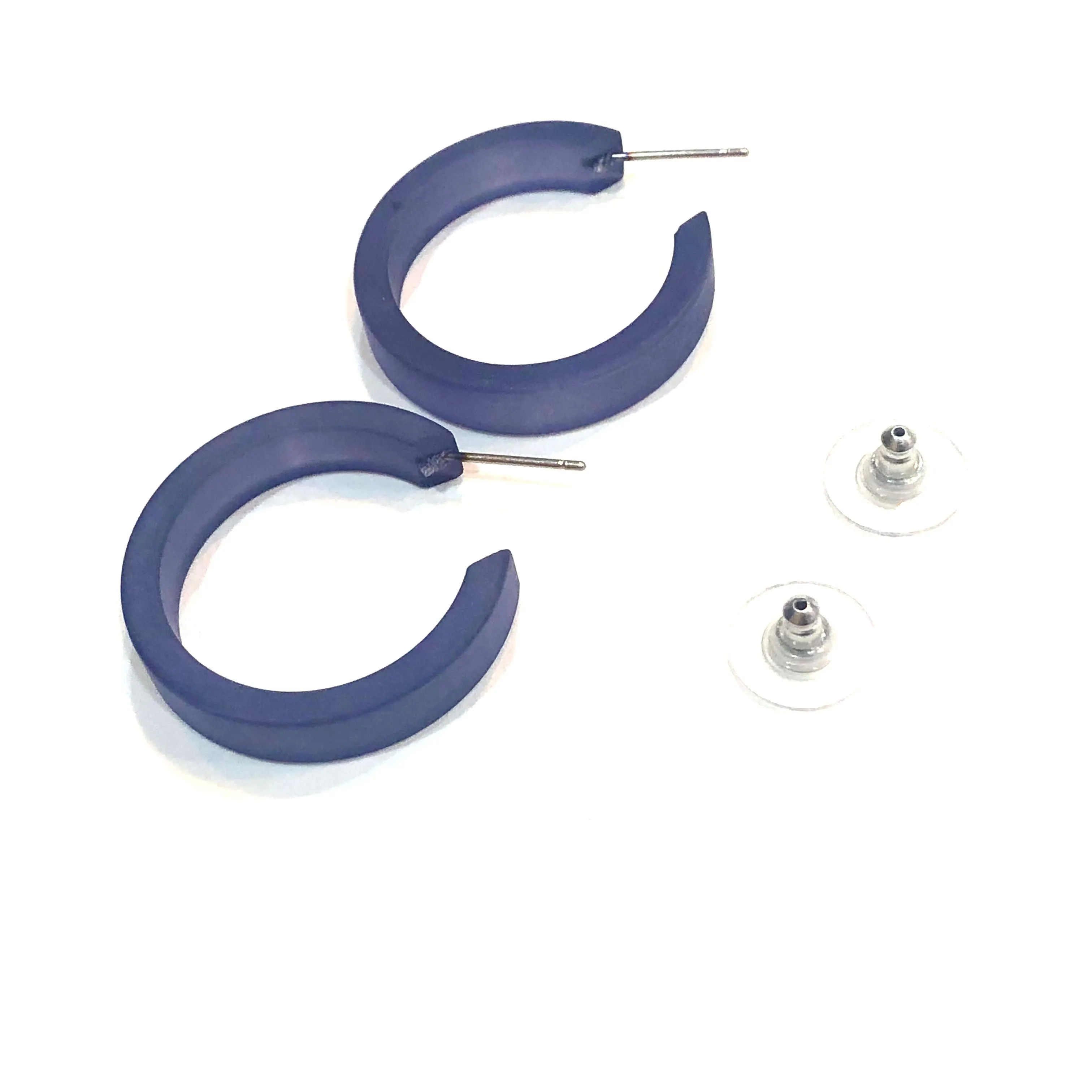 Denim Blue Small Classic Hoops