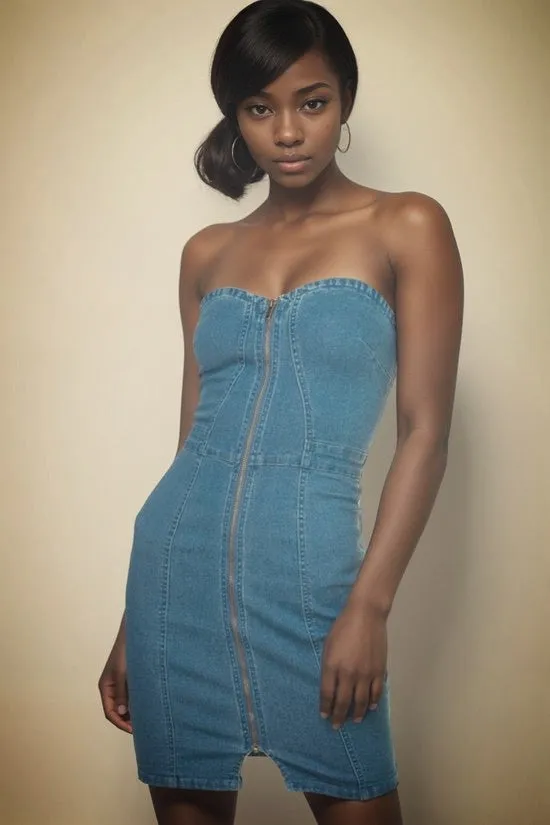 Denim Blue Strapless Mini Dress