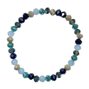 Denim Blues Mix Faceted Rondelle 6mm Bracelet