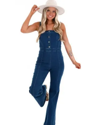 Denim Flare Jumpsuit