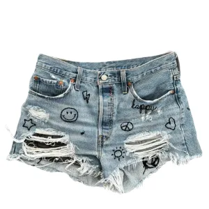 Denim Hand Embroidered Shorts - Levi's 501